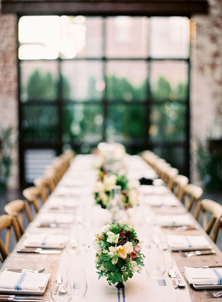 Table set for dinner with flowers