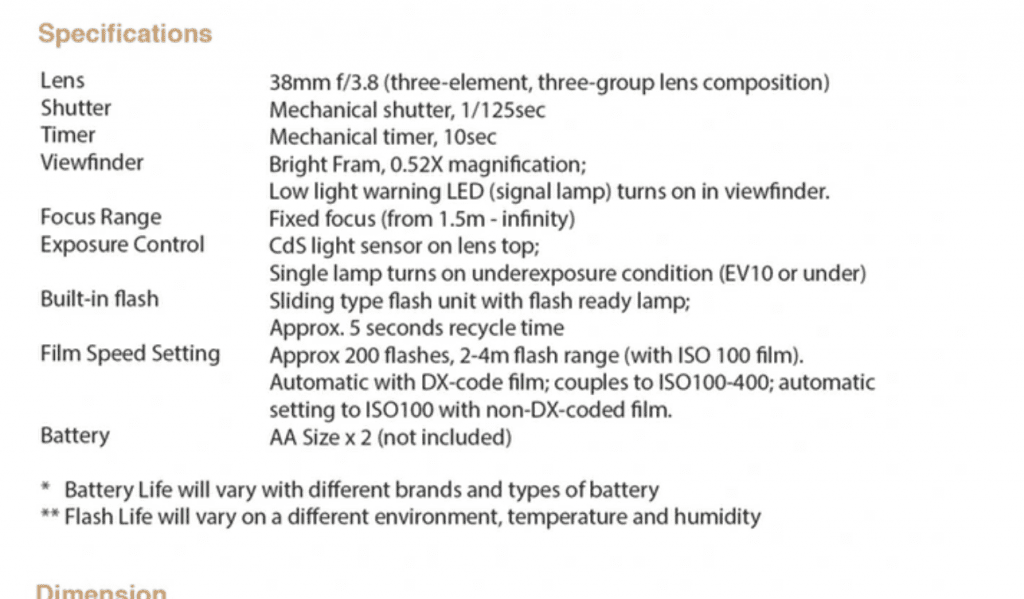 Yashica MF-2 Super specs